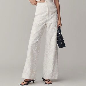 ENDLESS ROSE FLORAL EMBROIDERED HIGH-RISE WIDE-LEG PANTS